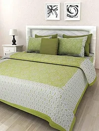 Tulsi Impex Abstract Pattern Pure Cotton Sanganeri Print Double Bed Sheet with 2 Pillow Covers-thumb1