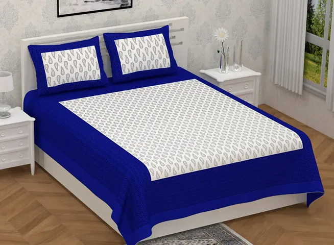 Best Selling Bedsheets!! Jaipuri Printed Double Bedsheets with Pillow Covers