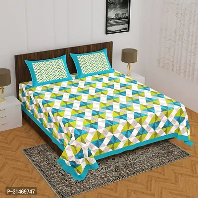 Comfortable Cotton Jaipuri Printed Double Bedsheet with Two Pillow Covers