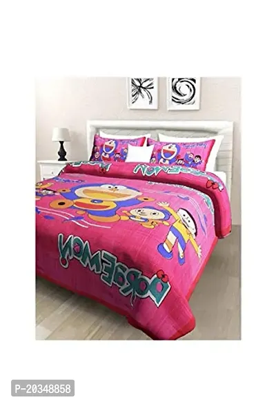 TULSI IMPEX Kids DOREMON Print SANGANERI Double Cotton BEDSHEET-thumb2