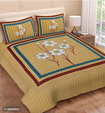 Tulsi Impex Abstract Pattern Pure Cotton Sanganeri Print Double Bed Sheet with 2 Pillow Covers-thumb2