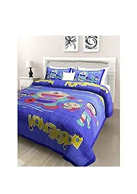 TULSI IMPEX Kids DOREMON Print SANGANERI Double Cotton BEDSHEET-thumb1