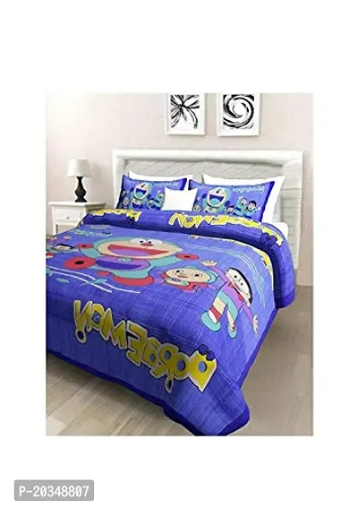 TULSI IMPEX Kids DOREMON Print SANGANERI Double Cotton BEDSHEET-thumb2