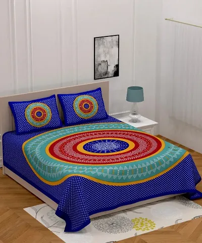 Circular Design Cotton Printed Double Bedsheets