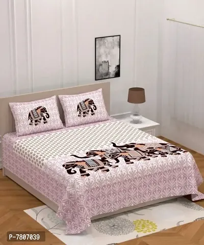 Modern Cotton Double Bedsheet with Pillow Covers-thumb0
