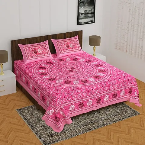 Cotton Printed Double Bedsheets with 2 Pillow Covers