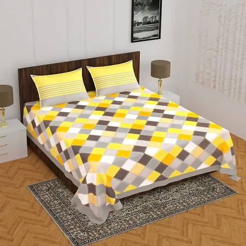 Cotton Ethnic Printed Double Bedsheet with 2 Pillow Cover