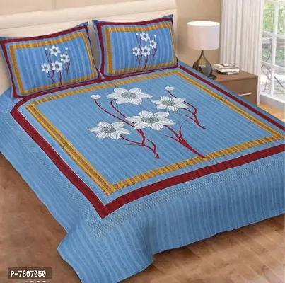 Modern Cotton Printed Double Bedsheet with Pillow Covers