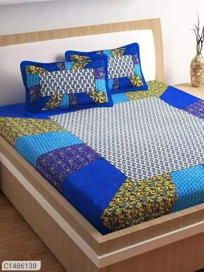 Printed Queen Size Cotton Bedsheet with 2 Pillow Covers