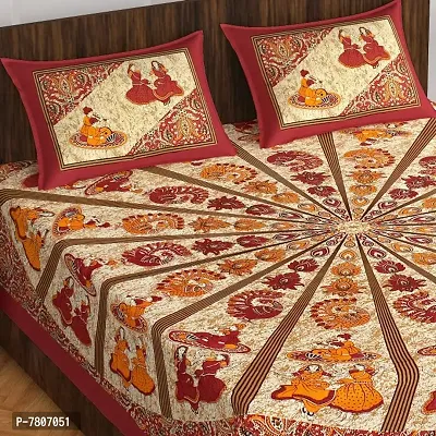 Modern Cotton Printed Double Bedsheet with Pillow Covers