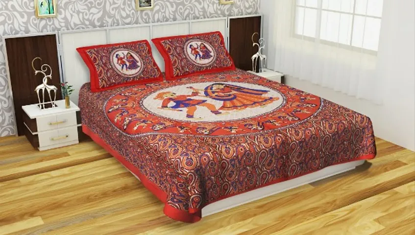 Best Selling Bedsheets!! Jaipuri Printed Double Bedsheets with Pillow Covers