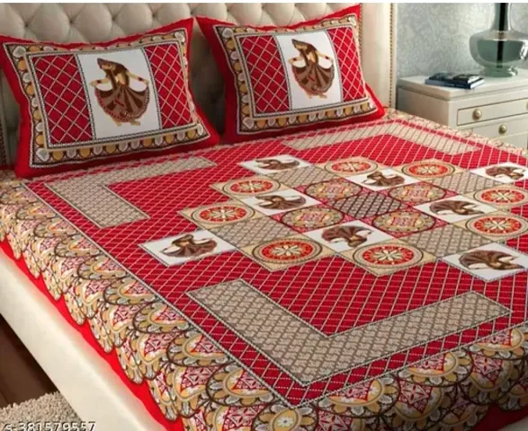 Cotton Printed Double Bedsheets with 2 Pillow Covers