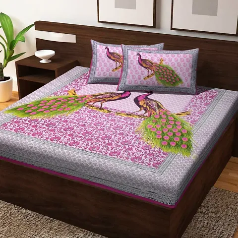 Cotton Queen Size Bedsheets With 2 Pillow Covers