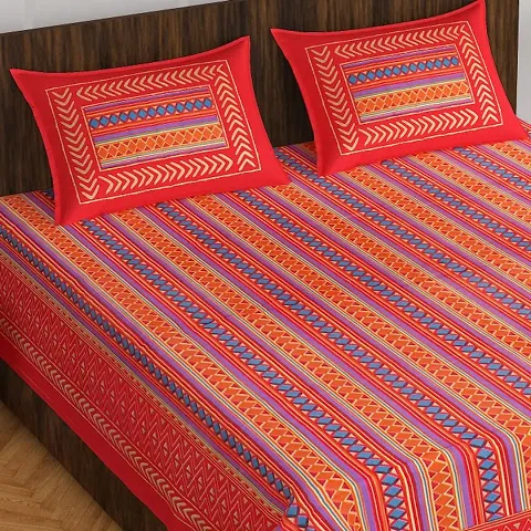 Pure Cotton Jaipuri Print Double size bedsheet with 2 pillow cover