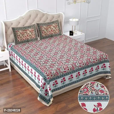 Latest Multicoloured Classic Cotton Bedsheet with 2 Pillow covers-thumb0