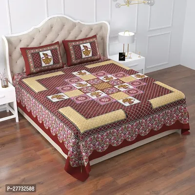 Printed Cotton Bedsheet With 2 Pillow Covers-thumb0