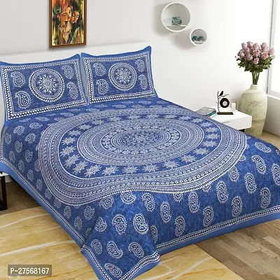 Printed Cotton Bedsheet With 2 Pillow Covers-thumb0