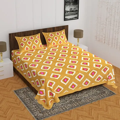 82x92 Inch Printed Cotton Queen Size Bedsheets With 2 Pillow Covers