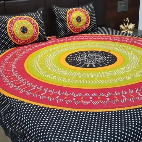 Circular Design Cotton Printed Double Bedsheets