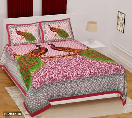 Classic Cotton Printed Bedsheet with Pillow Cover-thumb0