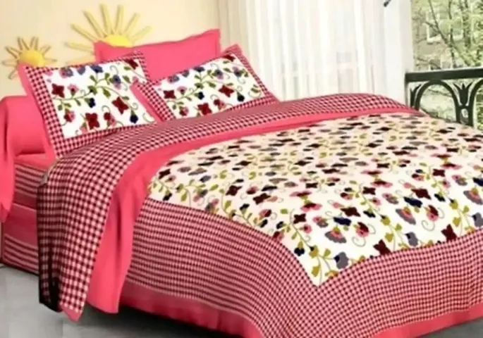 Jaipur Sanganeri Print Cotton Queen Size Bedsheets