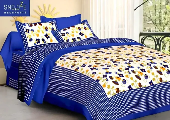 Printed Cotton Queen Bedsheet with Two Pillow Covers