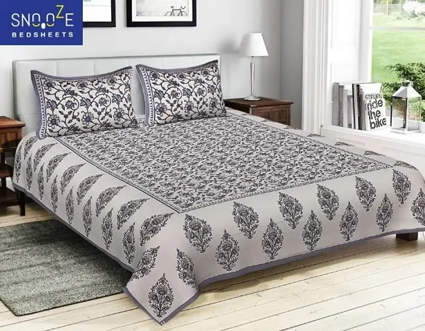 Cotton Queen Size Bedsheets with 2 Pillow Covers