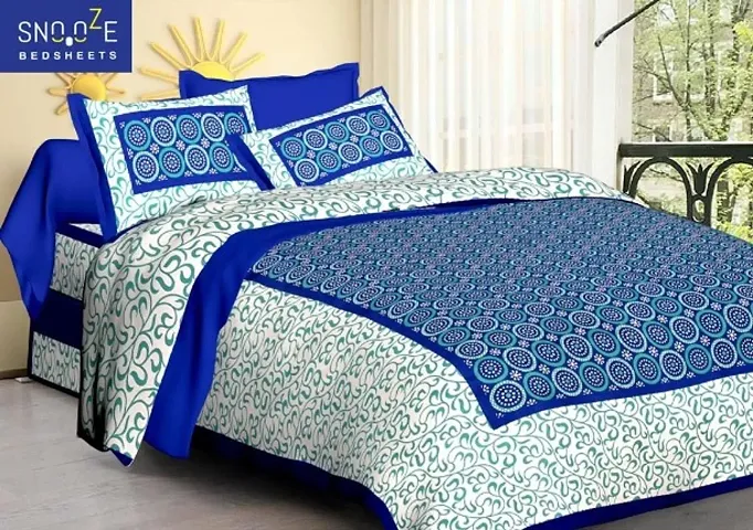 Cotton Jaipuri Printed Queen Size Bedsheets