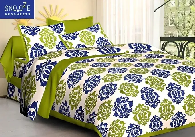 Beautiful Printed Cotton Queen Size Bedsheets with Pillow Cover