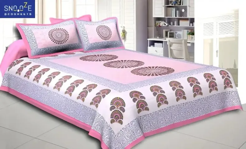 Jaipuri Cotton Double Bedsheets with 2 Pillow Covers