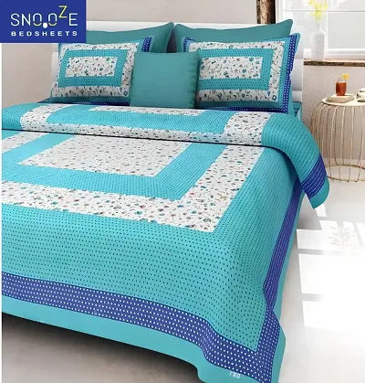 Printed Cotton Double Bedsheet with 2 Pillow Cover