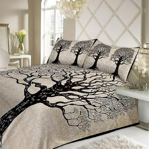 Printed Cotton Flat Double Bedsheet with 2 Pillow Covers