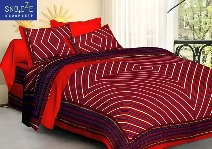 Elegant Cotton Printed Double Bedsheet With Pillow Covers