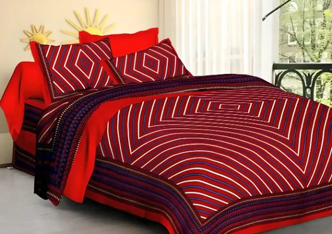 Elegant Cotton Printed Double Bedsheet With Pillow Covers