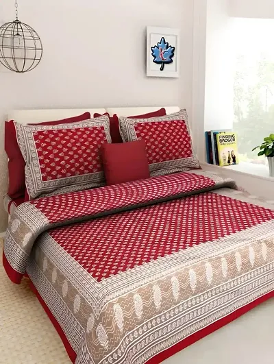 Printed Cotton Double Bedsheets with 2 Pillow Covers