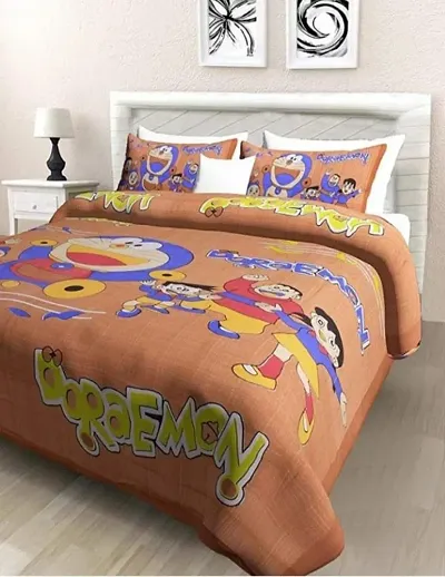 Poorak King Size Double Bed Kids bedsheet with Pillow Cover Cotton -Bad Sheet Kids Size - 7.65 ft x 6.9 ft