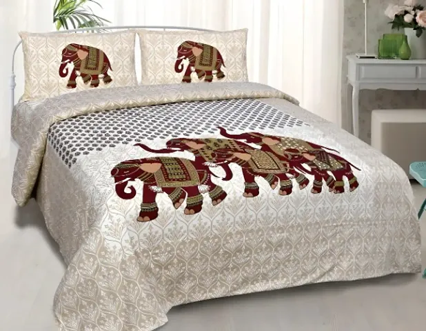 Cotton Queen Size Ethnic Motifs Printed Bedsheets