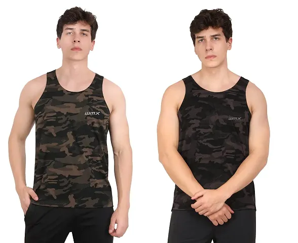 WMX Sleeveless Army Print Sports Vest