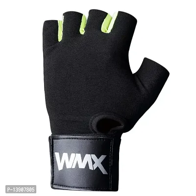 WMX Macho Unisex Leather Gym Gloves | for Professional Weightlifting, Fitness Training and Workout | with Half-Finger Length, Wrist Wrap for Protection-thumb3