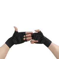 WMX Macho Unisex Leather Gym Gloves | for Professional Weightlifting, Fitness Training and Workout | with Half-Finger Length, Wrist Wrap for Protection-thumb1