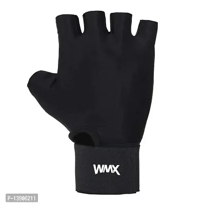 WMX Macho Unisex Leather Gym Gloves | for Professional Weightlifting, Fitness Training and Workout | with Half-Finger Length, Wrist Wrap for Protection