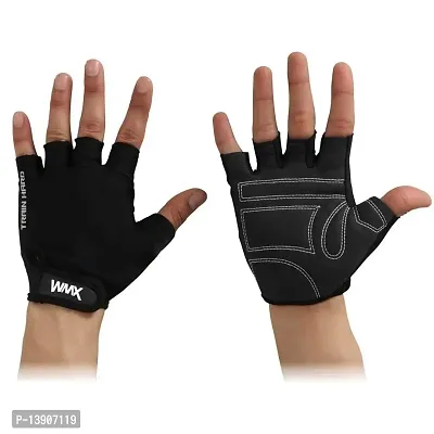 WMX Macho Unisex Leather Gym Gloves | for Professional Weightlifting, Fitness Training and Workout | with Half-Finger Length, Wrist Wrap for Protection-thumb3