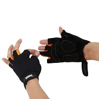 WMX Macho Unisex Leather Gym Gloves | for Professional Weightlifting, Fitness Training and Workout | with Half-Finger Length, Wrist Wrap for Protection (XL, TECHPAD)-thumb3