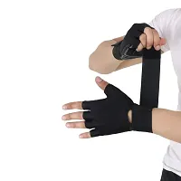 WMX Macho Unisex Leather Gym Gloves | for Professional Weightlifting, Fitness Training and Workout | with Half-Finger Length, Wrist Wrap for Protection-thumb3