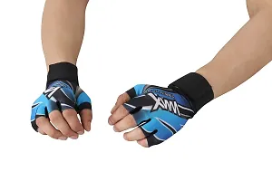 WMX Macho Unisex Leather Gym Gloves | for Professional Weightlifting, Fitness Training and Workout | with Half-Finger Length, Wrist Wrap for Protection-thumb1