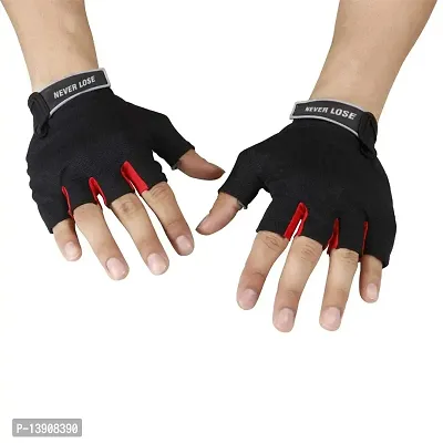 WMX Macho Unisex Leather Gym Gloves | for Professional Weightlifting, Fitness Training and Workout | with Half-Finger Length, Wrist Wrap for Protection-thumb5