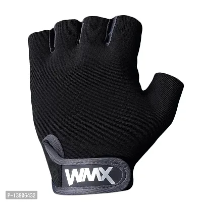 WMX Macho Unisex Leather Gym Gloves | for Professional Weightlifting, Fitness Training and Workout | with Half-Finger Length, Wrist Wrap for Protection-thumb4