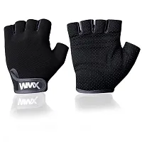 WMX Macho Unisex Leather Gym Gloves | for Professional Weightlifting, Fitness Training and Workout | with Half-Finger Length, Wrist Wrap for Protection-thumb1