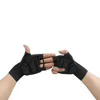 WMX Macho Unisex Leather Gym Gloves | for Professional Weightlifting, Fitness Training and Workout | with Half-Finger Length, Wrist Wrap for Protection-thumb3