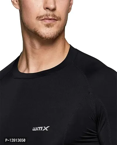 WMX Full Sleeve Plain Athletic Fit Multi Sports Compression T-Shirt, Top Inner Wear-thumb4